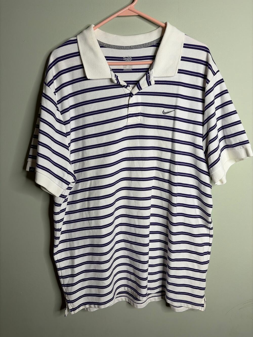 Nike Athletic Dept vintage White Purple Mens Striped Polo
